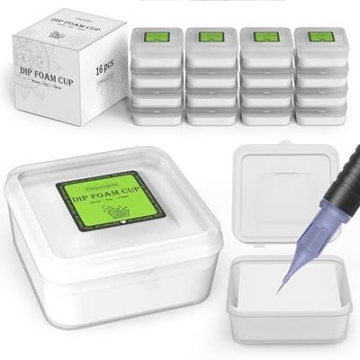 ZHOOGE Tattoo Dip Foam Cups Tattoo Supplies 16 Pcs, Square | Tattoo Equipment, Tattoo Needle Cleaning, Tattoo Studio Use, Low-Lint Micro-Pores, Individually Wrapped, Wet or Dry Use
