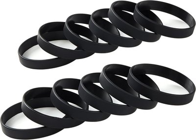 Wholesale 12pcs/pack Blank Color Silicone Bracelets Silicone Wristbands Rubber bracelets for Party Favors,Events,Sports,Funny,Classroom playing,Training,Office Uses and for Teens,Men & Womens,Multiple&Creative Uses in Offices and Households-BLACK 8"