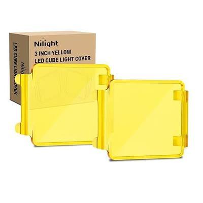 Nilight 3 inch Cube Light Pod Cover 2 PCS Yellow Protective Covers Durable Polycarbonate Lens Waterproof Dustproof Scratch-Proof for Square Lights Off Road Driving Lighting