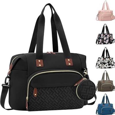 Tenot Diaper Bag Tote, Baby Bags with Pacifier Case Black | Waterproof, Baby Diaper Bag with Shoulder Straps, Large Capacity, Travel Diaper Tote for Mom, Dad, Baby Girl Boy, Medium