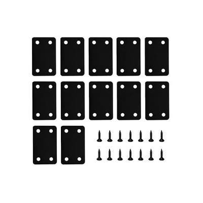 12 Pcs Black Metal Flat Straight Brace Bracket, 2.4 x 1.5 Inch Joining Fixing Brackets, Flat Fixing Corner Brace Plates for Tables, Cabinets, Bookshelves