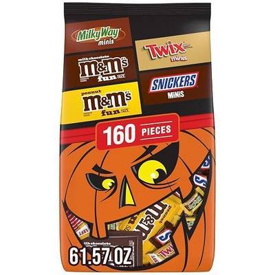 M&M'S, SNICKERS, TWIX & MILKY WAY Halloween Candy, Fun Size and Mini Halloween Chocolate Candy Bulk Variety Pack, 160 Ct Bag
