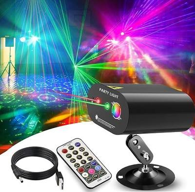 DJ Disco Ball Party Lights with Sound-Activated Remote, Durable ABS RGB LED Strobe Stage Lighting, Light Projector for Xmas/Rave/Club/Bar/Home Room Decoration, DJ Stage Light.