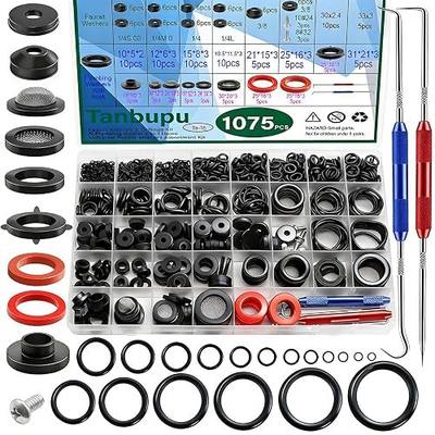 37 Sizes 1075Pcs 3-in-1 Home Universal Rubber Washers Assortment Kit Faucet washers & O-Rings & Plumbing gaskets for Faucets, Hoses, Spigots and Other Plumbing Seal Repair with Pick Hook