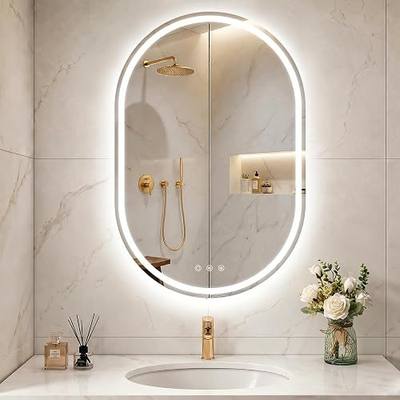 24x36'' Oval LED Lighted Bathroom Mirror with Lights | Frameless, Fogless, Dimmable, Shatterproof, Touch Sensor, 3 Color Changing