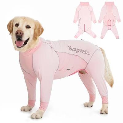 Dog Sun Protection Cooling Suit UPF 50+, Quick-Dry Breathable Jumpsuit for Large & Medium Dogs, Outdoor Dirt-Resistant Shedding Control Pet Apparel (Blush Pink, 3X-Large)