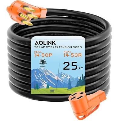 50 Amp RV/EV Extension Cord 25 Feet, Heavy Duty STW Wire, NEMA 14-50P to 14-50R, for Tesla Model 3/S/X/Y EV Charging and RV Trailer Campers