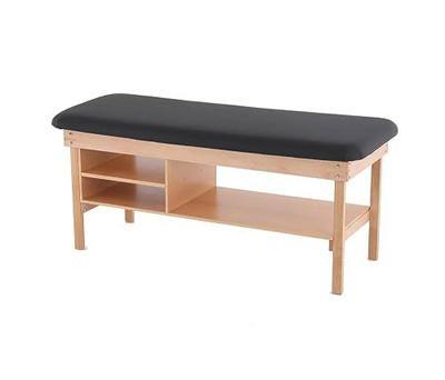 Medical Examination Table with Wooden Base, Navy Blue Padded Surface, (Black)