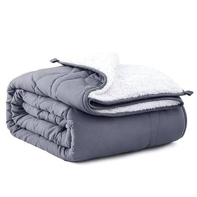 OMYSTYLE Sherpa Reversible Weighted Blanket, Cooling Heavy Blanket for Adults, Reversible Design with Plush Sherpa Fleece and Velvety Brushed, King Size(30lbs, 88''x104''), All Season Use, Dark Grey