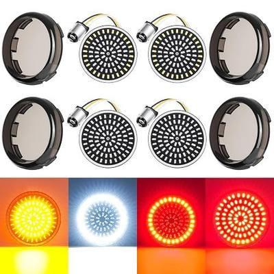 PBYMT 2 inch Turn Signals, 81 LEDs Front Rear Turn Signals with 4 Smoked Lens Cover Fit for Harley Touring Road King Street Glide Road King Road Glide Dyna Sportster Iron Softail 1986-2024