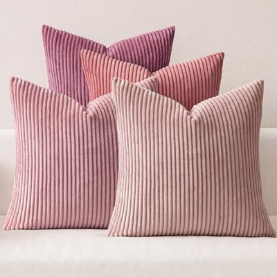 MIULEE Soft Corduroy Decorative Throw Pillow Covers Forest Green 24x24 | Set of 4, Mordern Nordic Home Decor, Gradient Color Matching, Boho Farmhouse Cushion Covers for Couch Bed Sofa Living Room