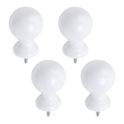 T Tulead White Finials for Curtain Rods, Wooden Curtain Rod Finial Screw-on End Caps Drapery Finial Pack of 4
