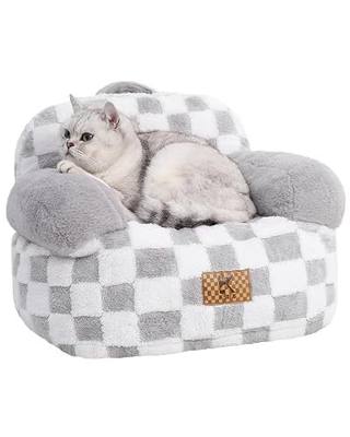 KSIIA Cat Bed Waterproof Cat Couch with Armrests Puppy Bed for Small Dogs Supportive Pet Couch Cute Pet Sofa with Removable Machine Washable Cover & Anti-Slip Bottom, 18 x 14 in, Grey