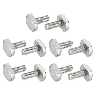 PATIKIL M6 x 16 mm T Slot Bolts, 10 Pcs 304 Stainless Steel Drop-in Bolt T Shape Stud Sliding Screw Metric Thread Hammer Head Bolt for T Track, Silver