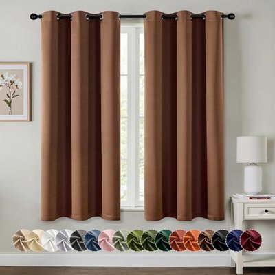 MIULEE Blackout Curtains for Bedroom Living Room 2 Panels, Thermal Insulated Room Darkening Drapes Grommet Noise Reducing Light Blocking Window Treatments 63 Inches Long 40x63 Inch Light Olive Green