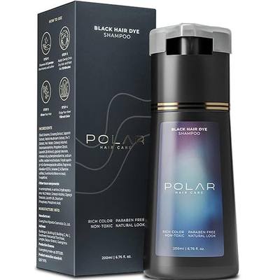 Polar Hair Dye Shampoo | Jet Black Hair Dye Color Shampoo for Gray Coverage | Hair color shampoo for gray hair coverage; jet black shampoo hair dye, vegan, ammonia-free, easy 10-minute use, 6.76 fl oz