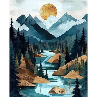 Mountain Paint by Numbers Kit for Adults Beginner Landscape Oil Painting Kit Adult Paint by Number Kits on Canvas Sunset DIY Painting for Beginners Art by Numbers for Gifts Home Wall Decor 16x20 Inch
