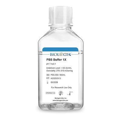 PBS 1X Buffer 500 mL, Phosphate Buffered Saline, pH 7.4, Sterile 0.1 µm, Ready-to-Use Laboratory Buffer Solution for Washing, Dilution, and Sample Handling