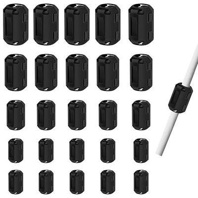 25Pcs Clip-on Ferrite Core Bead Rings EMI/RFI Noise Suppressor for 3.5mm/ 5mm/ 7mm/ 9mm/ 13mm Diameter Cable, Black