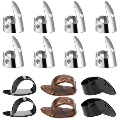 14 PCS Steel Finger Picks Set, Adjustable Banjo Picks Including 8 Stainless Steel Finger and Thumb Picks 6 Plastic Finger Picks, Bass Fingerpicks for Harp Bass Pick Guitar Banjo, Assorted Colors