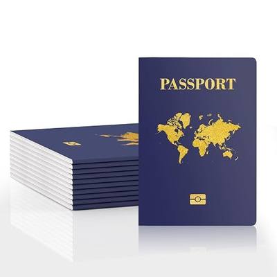 10 Pcs Kids Passport Book – Blank Fake Passport Notebooks for Pretend Travel, Party Supplies, School Projects, Travel-Themed Events