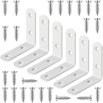 White L Bracket 2.5 Inch Stainless Steel Corner Brace, 6 Pcs 90 Degree Joint Heavy Duty Right Angle Brackets for Wood Shelves, Cabinet, Frame, with Screws