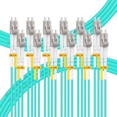 FLYPROFiber- 6 Pack 1M/3ft LC to LC Fiber Patch Cable OM4 Multimode | Duplex, 50/125um MMF, MM Multi-mode Fiber Jumper, For 10G/40G/100G Transceivers / Data Centers, Fully Pre-Tested, LSZH, Aqua