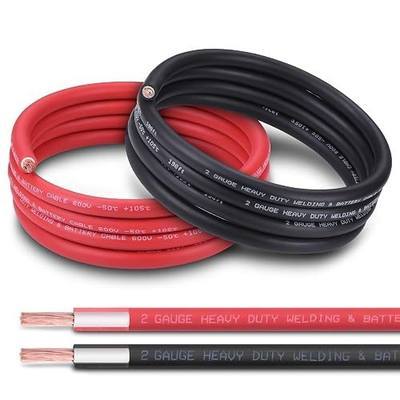 2 AWG Battery Cable 10FT Red+Black - 2 Gauge Pure Copper OFC Welding Cable (Upgraded with Thicker Insulation) - Higher Durability for Automotive, Battery, Solar, Generator