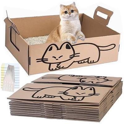 9PCS Disposable Litter Boxes for Cats,Foldable Cardboard Cat Litter Box with Scoops,Portable Leak Resistant Travel Litter Box with Trash Bags for Cats Small Pets,16.5 x 13.5 x 5.9 Inch
