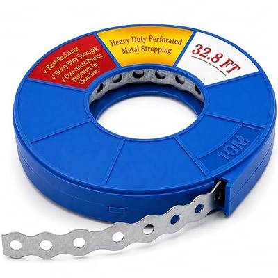 32.8FT Heavy Duty Perforated Metal Strapping, Galvanized Pipe Hanger Strap for Duct, Pipe, DIY & Construction - Strong, Flexible, Easy to Cut, Rust-Resistant.
