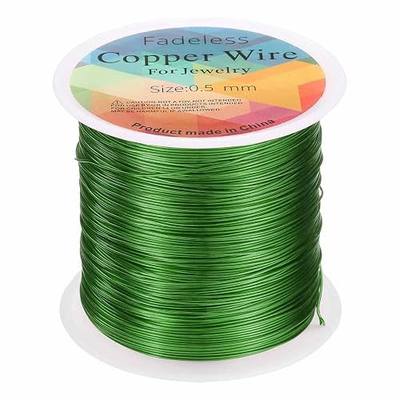 HARFINGTON Wire 203ft Length 24 Gauge Copper Craft Jewelry Wrapping Wire Tarnish Resistant Beading for Jewelry Making Supplies Crafting, Green
