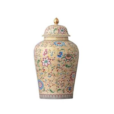 12in flower Ginger Jar with Lid Chinese Decorative brown Ceramic | Chinese gift jars for small item storage/Tea Storage/Home/Kitchen/Dining/living room/shelf decor,Vintage Antique Accent