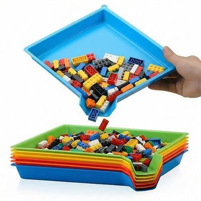 Reallnaive 6 Pcs Plastic Art Sorting Funnel Trays Quick Sorting Activity Serving Tray Stackable Craft Organizer for Classroom Beads Organizing Home Back to School DIY Project (Bright Color)