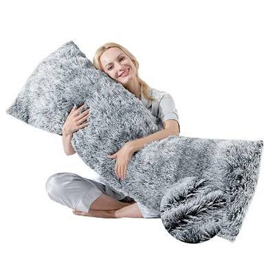 Fluffy Full Body Pillow for Adults 20x54 Long Big Body Pillow Cover Pillowcase with Memory Foam for bed Grey Pregnancy Cuddle Snuggles Body Pillows for Sleeping Side Sleeper Pillows for Adults