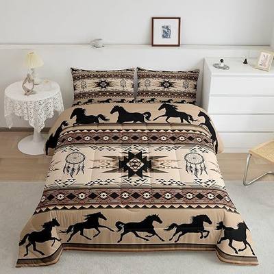 Feelyou Boho Bedding Set Toddler Size Southwestern Native Aztec Comforter Cover for Boys Girls Teens Southwest Native American Design Duvet Cover Khaki Brown Breathable Soft Lightweight Microfiber