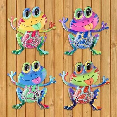 Junware Metal Frog Wall Decor, 4Pcs Frog Iron Wall Art Sculptures Art Frogs Wall Hanging Sculpture Decoration. Outdoor Fence Art for Home Garden, Fence, Patio, Yard, Bedroom Outside Gifts for Adults