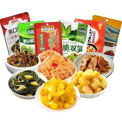 Zhacai Pickled(575g/20.3oz,6Packs/Bag) Si Chuan Zha Cai For Sushi Chinese Pickles Variety Set Asparagus Lettuce & Bamboo Shoots Kelp Shreds Ginger Slices Cucumber Kimchi Preserved Mustard Stem
