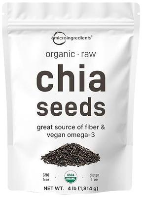 Micro Ingredients Organic Chia Seeds, 4lbs | Contains Omega-3s | Non-GMO | Excellent Source of Fiber | Plant Based Protein | Raw Chia Seed Source | Great for Baking, Smoothies & Pudding | Gluten Free