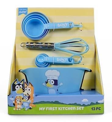 Handstand Kitchen Bluey My First Real Kitchen Tools Kids Baking Utensil Set | Officially Licensed, Family Activity, Includes Mixing Bowl, Measuring Spoon Set, Measuring Cup Set & 8.5" Whisk, Everyday Use