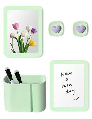 Green Locker Accessories kit with Magnetic Whiteboard, Locker Mirror, Pen Holder and Locker Magnets for Refrigerator, Back to School Essentials Locker Organizer & Decorations