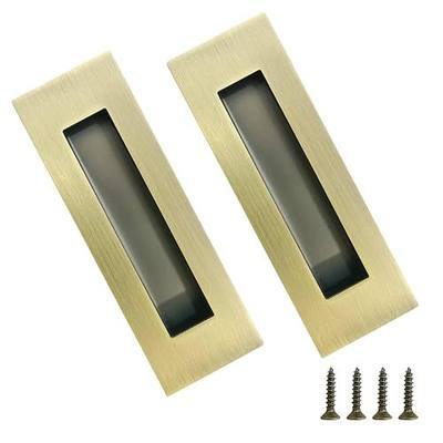Recessed Finger Flush Pulls,Pocket Door Handles,for Sliding Barn Doors Handle, Bifold Doors Stainless Steel Rectangular Door Pulls Hardware (Bronze, 6 Inch - 2p)