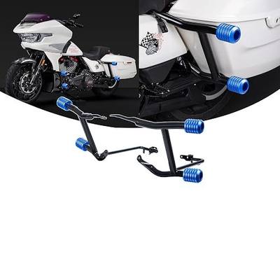 Advanblack Protek Rear Performance Crash Bar Saddlebags Guards Compatible with 2014-2026 Harley Touring Street Glide Road Glide (Blue CNC)