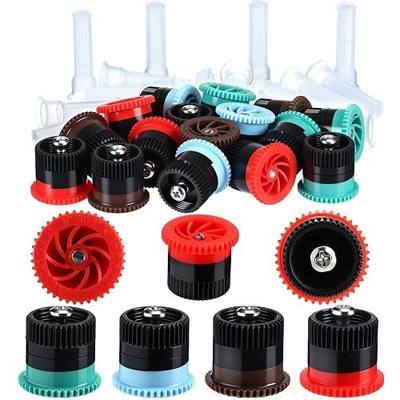 Honoson 16 Pcs Variable Arc Nozzle Radius High Efficiency Replacement Pop up Sprinkler Heads Compatible with Rainbird, Hunter, Orbit Pop-up Sprinklers (4/6/8/10 Van,Green,Blue,Brown,Red)