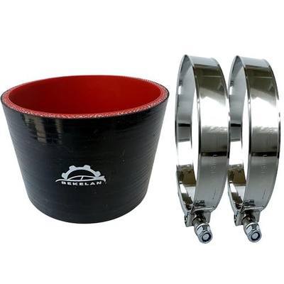 4" ID (102mm) High-Temp Straight Silicone Hose Coupler With Stainless T-Bolt Clamp - Heavy Duty 4-Ply Reinforced Design for Automotive Turbo/Intercooler/Intake Piping/Industrial Hydraulic