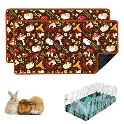 Guinea Pig Cage Liners, 2 Pack 49x24in Washable Guinea Pig Bedding, Waterproof Reusable & Anti Slip, Super Absorbent Guinea Pig Pee Pad for Small Animal, Rabbit, Bunny, Chinchilla, Brown
