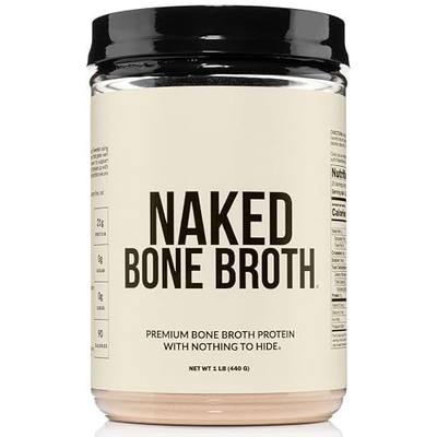 NAKED Bone Broth - Beef Bone Broth Protein Powder - 21G Protein, 17G Collagen - Gut Health and Joint Supplement - Unflavored - No GMO, Gluten-Free, Soy Free - 1LB