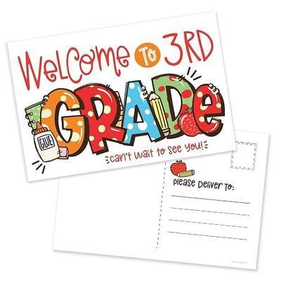 m&h invites 3rd Grade Back To School Postcards For Students From Teacher - Cute Third Grade Classroom Supplies - Welcome To 3rd Grade