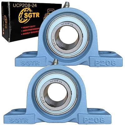 (2 Pack) Heavy Duty UCP208-24 Pillow Block Bearing, 1-1/2 inch Bore, Self-Aligning, Industrial Grade, Chrome Steel Bearing Units, Solid Cast Iron Units