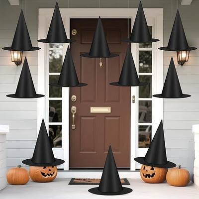 Luces 12 PCS Witch Hats, Thickened Hanging Witches Hats Halloween Decor | Black Witch Hat with 164 FT Rope Wizard Decor to Hang from Ceiling, Halloween Decorations Witch Costume Accessory