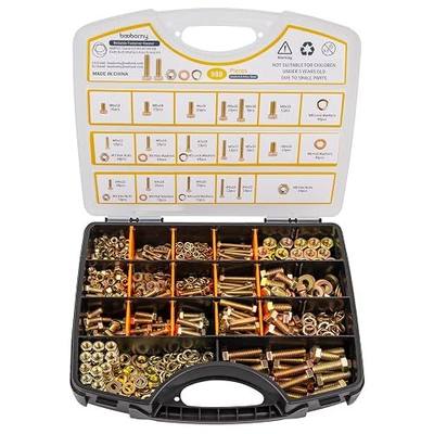 988pcs Grade 8.8 Metric Bolt Assortment, M4 M5 M6 M8 Heavy Duty Bolts and Nuts Kit, Yellow Zinc Plated, Length from 12-30mm
